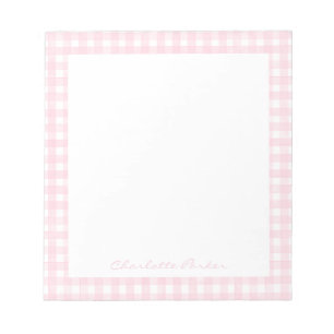 Rosa Gingham benutzerdefinierter Name Notizblock