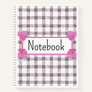 Rosa Gingham-Blumen-Notizbuch Notizbuch