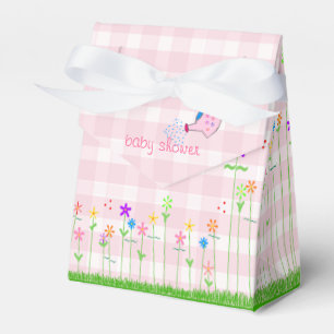 Rosa Gingham-bunte Blumen-Baby-Dusche Geschenkschachtel