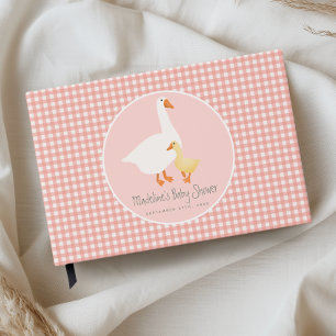 Rosa Gingham Coquette Alberne Gans Süße Babyparty Gästebuch