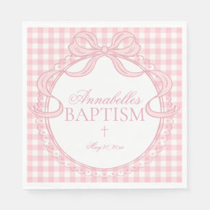 Rosa Gingham Coquette Bogen Tauf Tischdekoration Serviette
