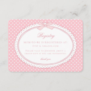 Rosa Gingham Coquette Schleife Baby-Registrierung Begleitkarte