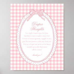 Rosa Gingham Coquette Schleifen Windel Gedanken Ba Poster