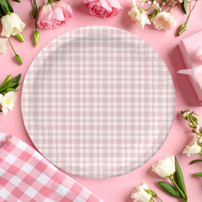 Rosa Gingham Country Brautparty Pappteller (Von Creator hochgeladen)