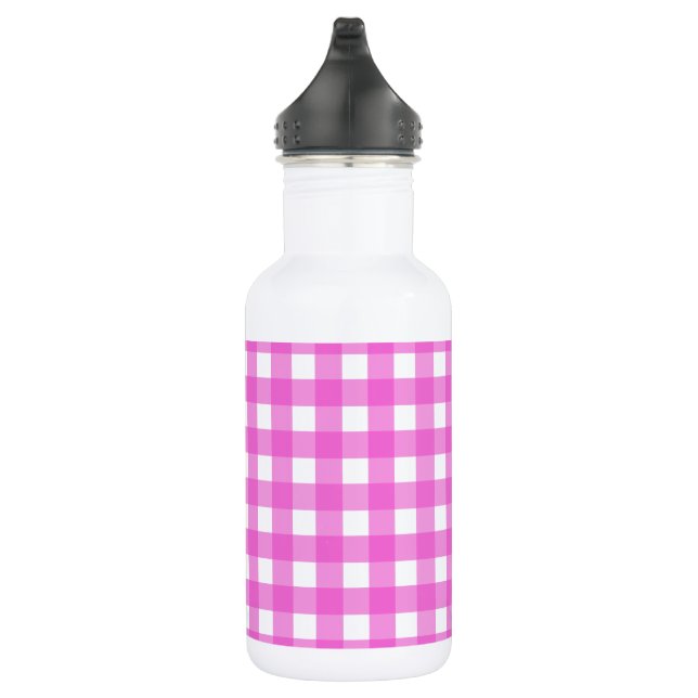 Rosa Gingham Edelstahlflasche (Rechts)