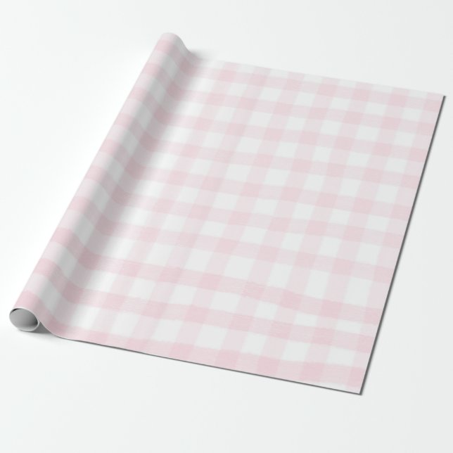 Rosa Gingham einfache kleine Karos Karomuster Verp Geschenkpapier (Ungerollt)