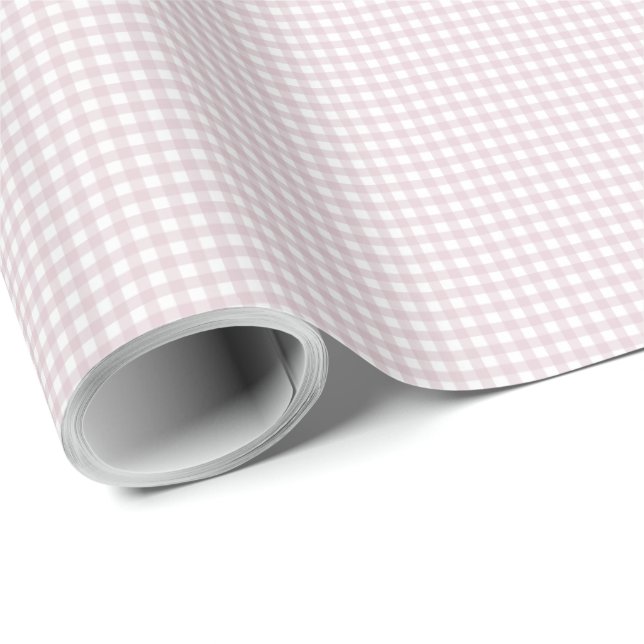 Rosa Gingham einfache niedliche kleine Karos karie Geschenkpapier (Rolleneckpunkt)
