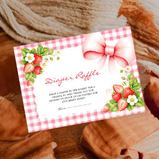 Rosa Gingham-Erdbeer-Beeren-Süße-Windel-Raffle Begleitkarte