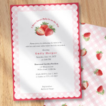 Rosa Gingham-Erdbeer-Süße-Baby-Party