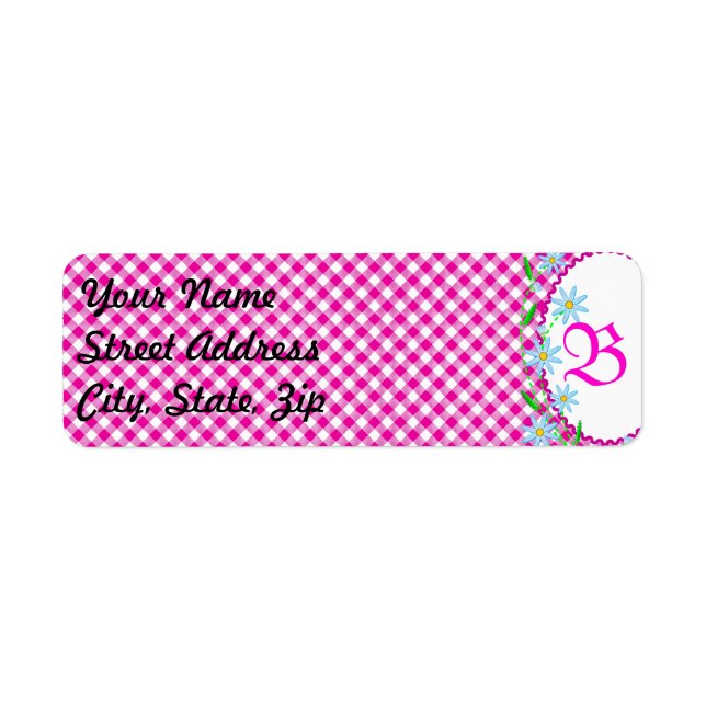 Rosa Gingham & F Hintergrund Rücksendeadresse Stic (Vorne)