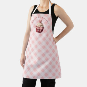 Rosa Gingham-Faux-Häkel-Cupcake-Bäckerei Schürze