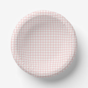 Rosa Gingham-Frühlings-Geburtstagsfeier Pappteller