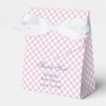 Rosa Gingham-Geschenkbox für Baby-Party