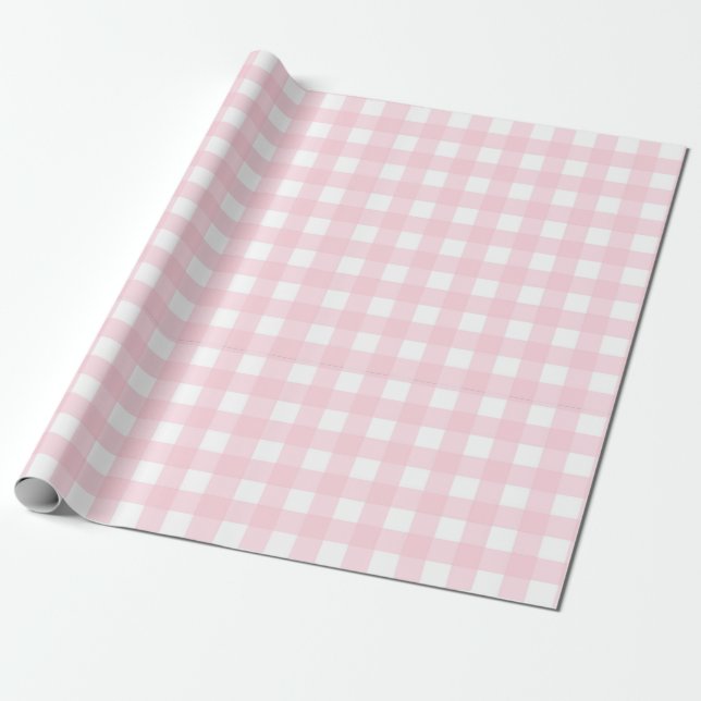 Rosa Gingham Geschenkpapier (Ungerollt)