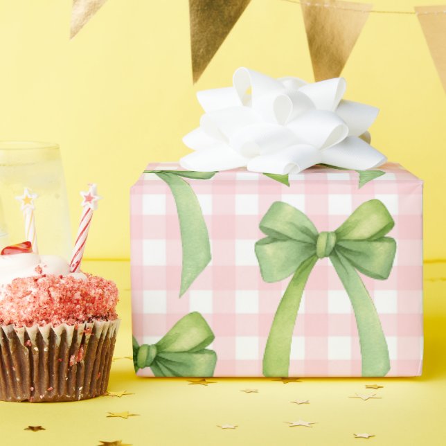 Rosa Gingham-Geschenkpapier Geschenkpapier (Geburtstagsparty)