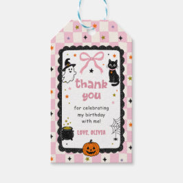 Rosa Gingham Halloween-Geburtstagsfeier Geschenkanhänger