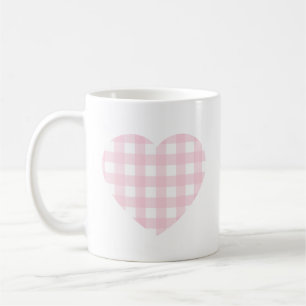 Rosa Gingham-Herz Kaffeetasse