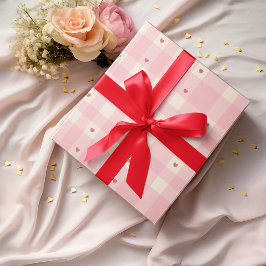 Rosa Gingham-Herzen Valentinstag-Geschenkpapier Geschenkpapier