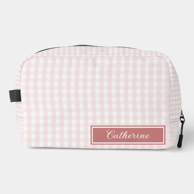 Rosa Gingham Hübsches Karo Kosmetik Schön Waschbeutel (Vorderseite)