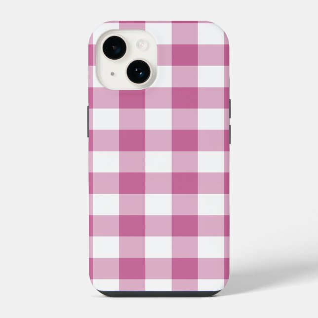 Rosa Gingham iPhone Hülle (Rückseite)