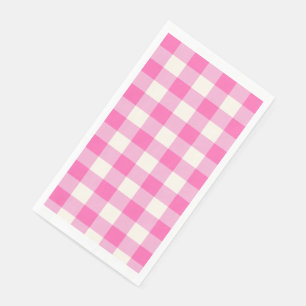 Rosa Gingham-Kariert Cottagecore Serviette