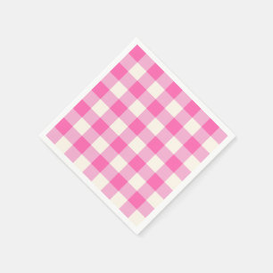 Rosa Gingham-Kariert Cottagecore Serviette