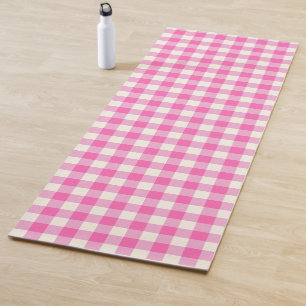 Rosa Gingham-Kariert Cottagecore Yogamatte