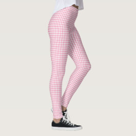 Rosa Gingham-kariertes Muster Leggings