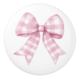 Rosa Gingham-Karo-Band Keramikknauf