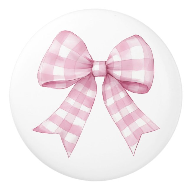 Rosa Gingham-Karo-Band  Keramikknauf (Vorderseite)