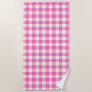 Rosa Gingham-Karo Cottagecore Strandtuch