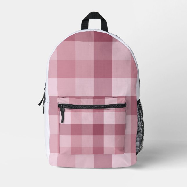 Rosa Gingham-Karo-Karo-Design Bedruckter Rucksack (Vorderseite)