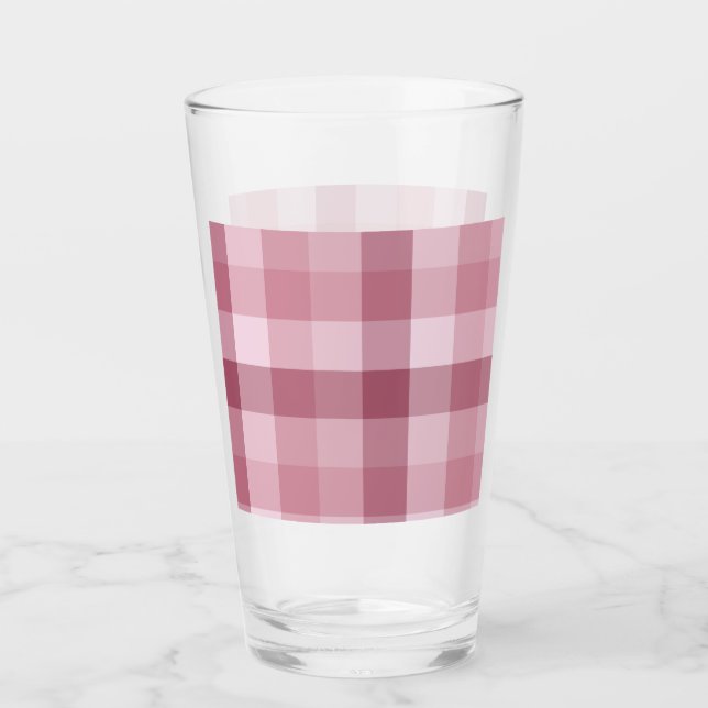 Rosa Gingham-Karo-Karo-Design Glas (Vorderseite)