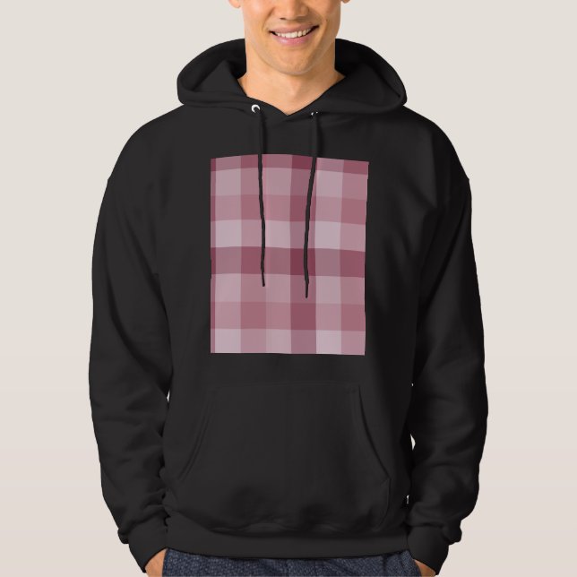Rosa Gingham-Karo-Karo-Design Hoodie (Vorderseite)