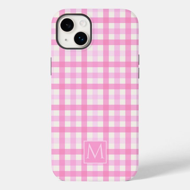 Rosa Gingham-Karo-Karo-Muster Case-Mate iPhone Hülle (Rückseite)