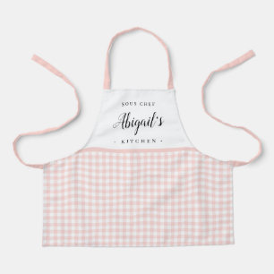 Rosa Gingham Karo Kinderkochen personalisiert Schürze