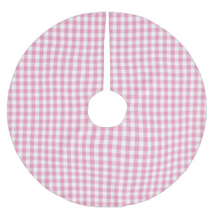 Rosa Gingham-Karo-Muster Polyester Weihnachtsbaumdecke