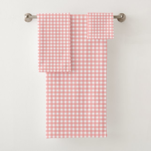Rosa Gingham Karo Pattern Badhandtuch Set (Insitu)