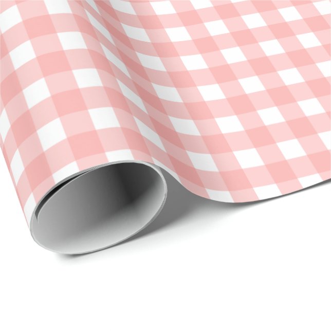 Rosa Gingham Karo Pattern Geschenkpapier (Rolleneckpunkt)