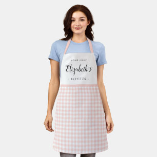 Rosa Gingham Karo personalisierte Küche Schürze