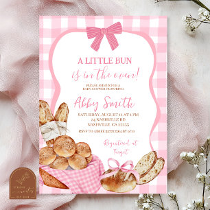 Rosa Gingham-Karobund in der Braten Baby Shower Ei Einladung