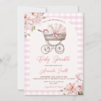 Rosa Gingham Kinderwagen Floral Girl Baby Sprinkle
