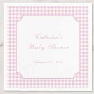 Rosa Gingham-Klassiker-Baby-Shower-Serviette Serviette