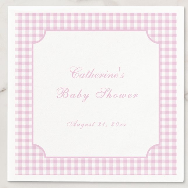 Rosa Gingham-Klassiker-Baby-Shower-Serviette Serviette (Von Creator hochgeladen)