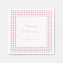 Rosa Gingham-Klassiker-Baby-Shower-Serviette
