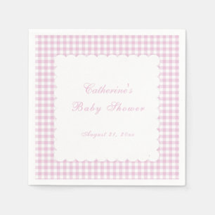 Rosa Gingham-Klassiker-Baby-Shower-Serviette Serviette
