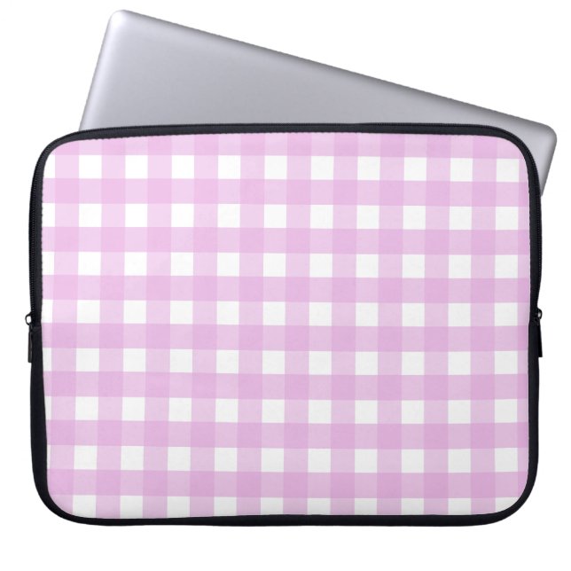 Rosa Gingham Laptopschutzhülle (Vorderseite)