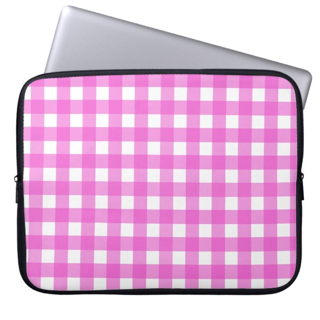 Rosa Gingham Laptopschutzhülle (Vorderseite)
