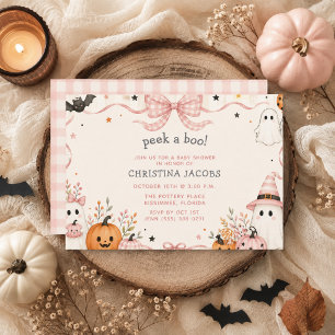 Rosa Gingham Little Boo Halloween-Baby-Party Einladung