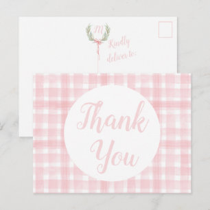 Rosa Gingham Lorbeerkranz Postkarten